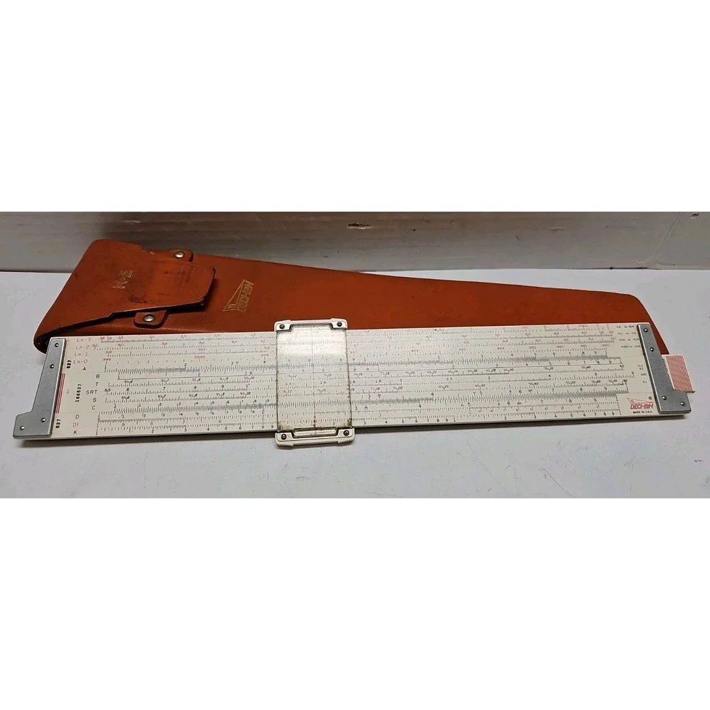 Vintage Keuffel & Esser K&E Deci Lon 10 Slide Rule 68 1100 w/ Leather Case